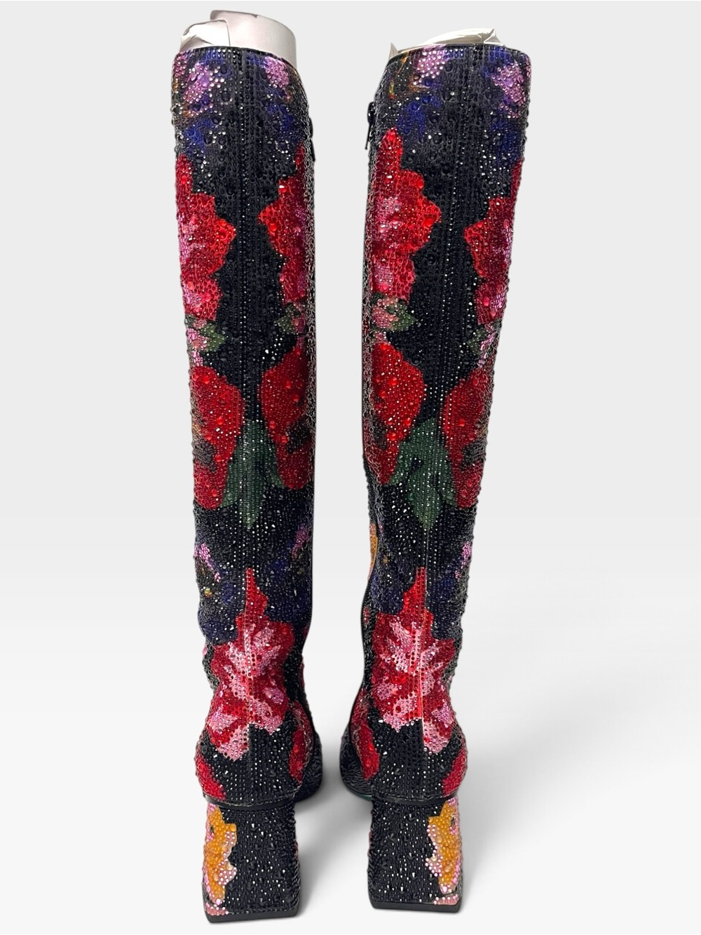 NIB BETSEY JOHNSON Avon Floral Embellished Knee High Boots - Picture 5 of 11